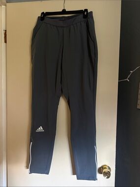 Adidas Gray Athletic Joggers with White Accents